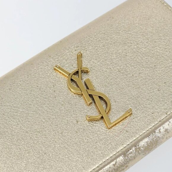 Authentic SAINT LAURENT Leather Gold Tone Wallet bst339-121825 - Picture 7 of 16